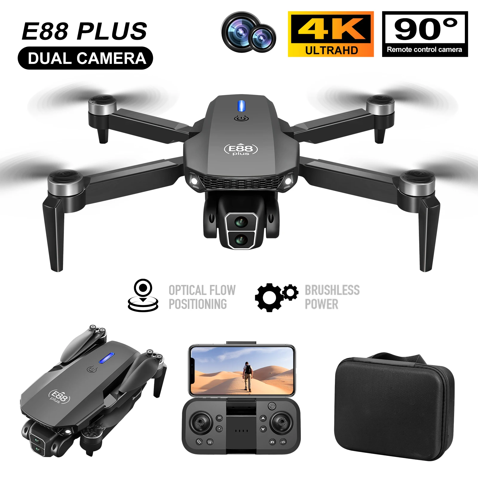 Drone Quadcopter E88 Plus baru - Drone Camera Night Vision ulasan dan harga